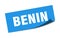 Benin sticker. Benin square peeler sign.