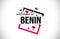 Benin Welcome To Word Text with Handwritten Font and Red Hearts Square