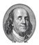 Benjamin Franklin blinking and smiling at you isolated on white