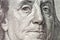 Benjamin Franklin macro from $100 dollar bill