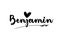 Benjamin name text word with love heart hand written for logo typography design template