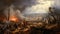 Bennington\\\'s Valor: Artistic Rendition of Revolutionary War\\\'s Historic Battle
