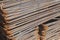 bent reinforcing blanks, storage of reinforcing bars in stacks during construction. Rebar building reinforcement in the