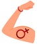 Bent woman arm showing strong muscles. Colored  illustration