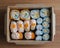 Bento box set of Sushi, California roll, Maki sushi roll. Japanese food in A Single portion takeout or take home meal in paper