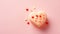 Bento cake with heart shaped heart pattern on light pink background, Valentine\\\'s Day, free space for text