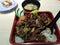 Bento meat with rice and miso soup