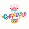 Benvenuti al Carnevale. 2020. Bright letters and beautiful mask.