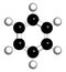 Benzene aromatic hydrocarbon molecule. Important in petrochemistry, component of gasoline. 3D rendering. Atoms are represented as.