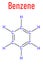 Benzene or Cyclohexatriene aromatic hydrocarbon molecule. Skeletal formula.