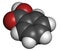 Benzoic acid molecule. Benzoate salts are used as food preservatives.