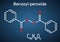 Benzoyl peroxide BPO molecule. Structural chemical formula and