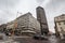 Beogradjanka tower, also called Palata Beograd, or Belgrade palace, seen from the Kneza Milosa street with cars passing by