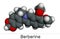 Berberine C20H18NO4, herbal alkaloid molecule. Molecular model