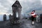 Bergamo Bagpipe. Player in a traditional religious chapel