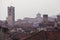 Bergamo bell tower and house roofs