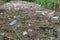 Bergamo, Italy: 6 May 2020: Dirty ditch with black water polluted