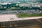 Bergamo, Italy. Aerial View Of Runway Of Orio Al Serio International Airport.