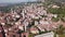 Bergamo, Italy. Amazing drone aerial view of the old town. Landscape at the city center, Its historical buildings and the towers