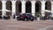 Bergamo, Italy. Italian Carabinieri car in action in the streets of the city. Alfa Romeo Giulietta model car. Police security car