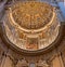 Bergamo, Italy - May 10, 2018: Ceiling and stucco ornaments, murals in the Basilica of Santa Maria Maggiore. Plafond