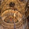 Bergamo, Italy - May 10, 2018: Ceiling and stucco ornaments, murals in the Basilica of Santa Maria Maggiore. Plafond