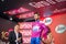 Bergamo, Italy May 21, 2017; Fernando Gaviria, in purple shirt, on the podium