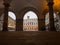 Bergamo, Italy. The old city. Landscape from the loggia to the old main square and the public library after a snow