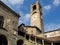 Bergamo, Italy. The old town. Landscape at the clock tower called Il Campanone. It is located in the main square of the upper town