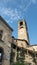 Bergamo, Italy. The old town. Landscape at the clock tower called Il Campanone. It is located in the main square of the upper town