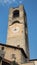 Bergamo, Italy. The old town. Landscape at the clock tower called Il Campanone. It is located in the main square of the upper town