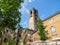 Bergamo, Italy. The old town. Landscape at the clock tower called Il Campanone. It is located in the main square of the upper town