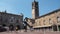 Bergamo, Italy. The old town. Landscape at the main square, the ancient Administration Headquarter and the clock tower