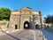 Bergamo, Italy. The old town. Landscape on the old gate named Porta Sant Agostino. It is one of the four access doors to the old c