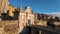 Bergamo, Italy. The old town. Landscape at the old gate Porta San Giacomo during sunrise