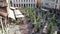 Bergamo, Italy. The Old town. Landscape at the old main square and Its buildings with a temporary street furniture