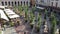 Bergamo, Italy. The Old town. Landscape at the old main square and Its buildings with a temporary street furniture