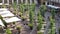 Bergamo, Italy. The Old town. Landscape at the old main square and Its buildings with a temporary street furniture