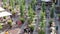 Bergamo, Italy. The Old town. Landscape at the old main square and Its buildings with a temporary street furniture