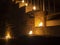 Bergamo, Italy. The Old town.The stair to the ancient building illuminated by candles, without public lights