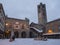 Bergamo. Landscape at the old main square called Piazza Vecchia, the ancient Administration Headquarter and Contarini fountain