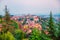 Bergamo  old town aerial panorama,  Citta Alta.  Italy