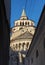 Bergamo, the old town. The dome and architectural details of the Santa Maria Maggiore Cathedral