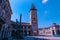 Bergamo - Scenic view of tower Torre dei Caduti, Monument Tower in the Piazza Cavalieri di Vittorio Veneto square