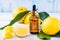 Bergamot citrus fruit essential oil, aromatherapy oil natural organic cosmetic.