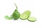 Bergamot and Kaffir lime leaves with natural wrinkles on white background