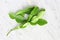 Bergamot leaves on table