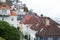 Bergen, cityscape with traditional houses roofs. view from above