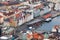 Bergen Havn cityscape at spring morning. Aerial view