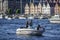 Bergen, Norway, 23 July 2017: People on a motorboat entering Bergen, Norway.